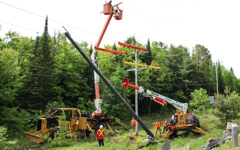 Installation of an RS PowerON composite utility pole